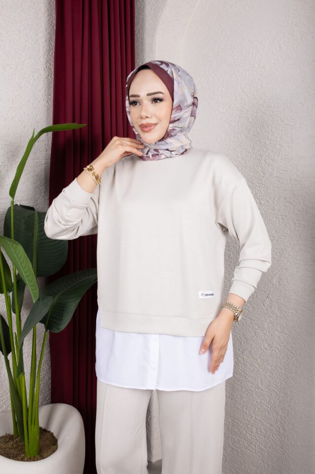 Kadın ikili takım oversize sweatshirt bol paça pantolon günlük şık kombin