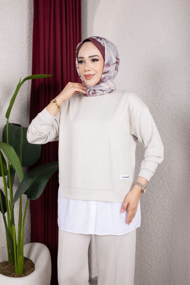 Kadın ikili takım oversize sweatshirt bol paça pantolon günlük şık kombin