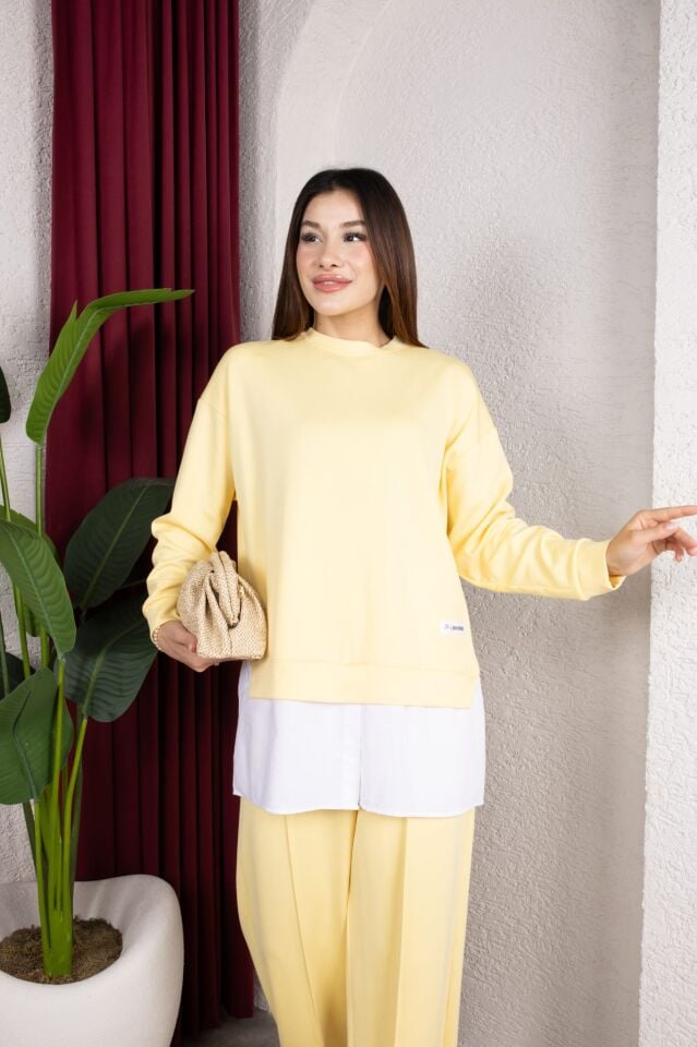 Kadın İkili Takım Oversize Sweatshirt Bol Paça Pantolon